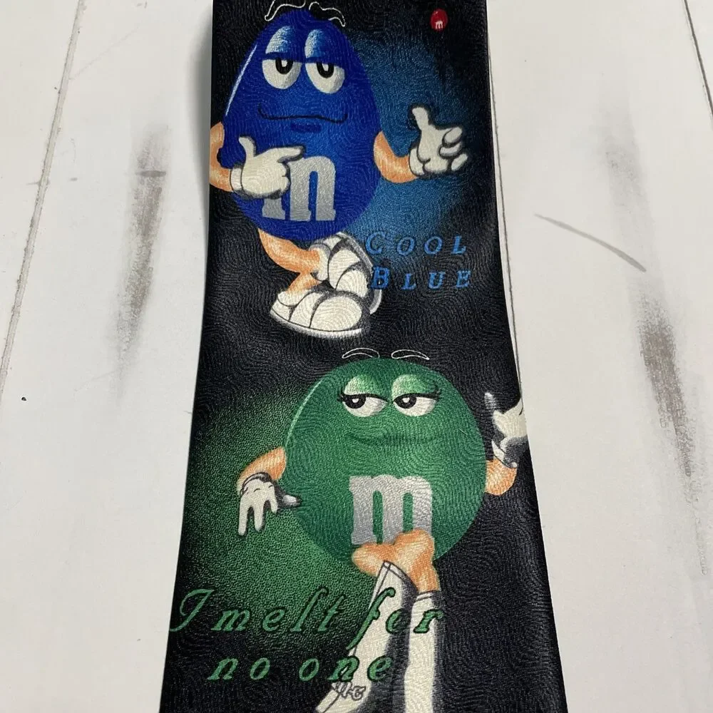 Vintage‎ Mars M&M's With Glow Chocolate Candy Pieces Black Neck Tie 4